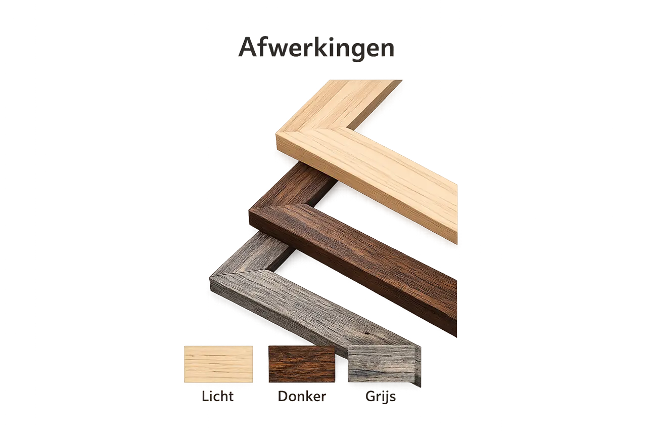 Afwerkingen: licht, donker, verweerd grijs