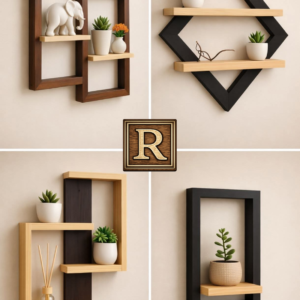 Decorative Wooden Wall Shelf – Modern Geometric